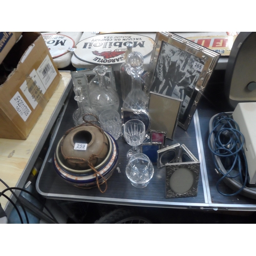 259 - Silver plate picture frames etc.