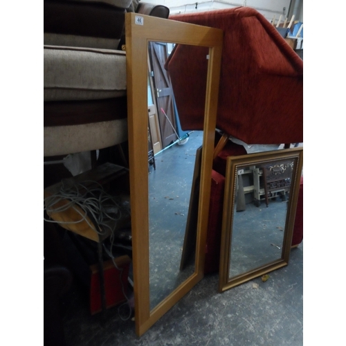 46 - 5' x 2' oak frame hall mirror