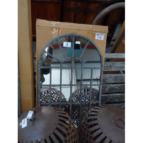 2 - (H 172) Small leaded glass mirror