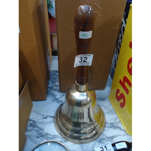 32 - (H 132) Large brass school bell