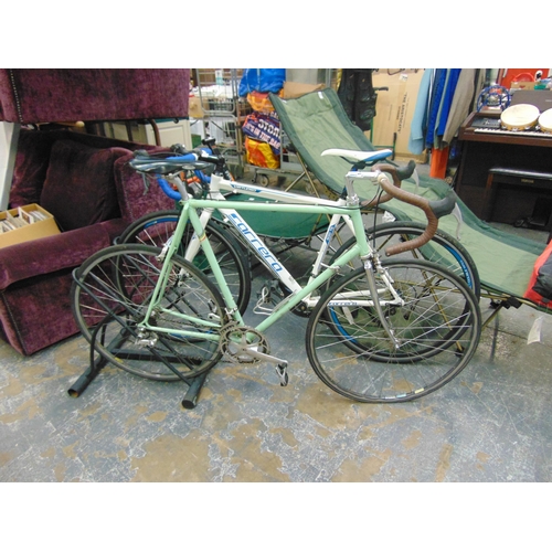 146 - H Hall vintage steel frame racer with campagnolo crank accessories, brake pads etc