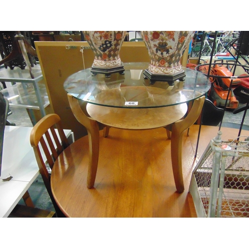 60 - Round glass top retro coffee table