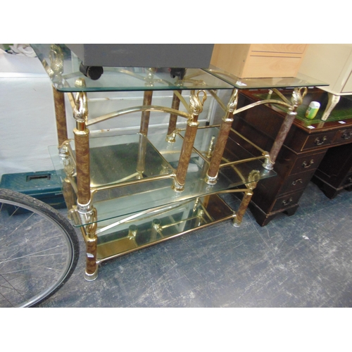 91 - 3 Glass top coffee tables