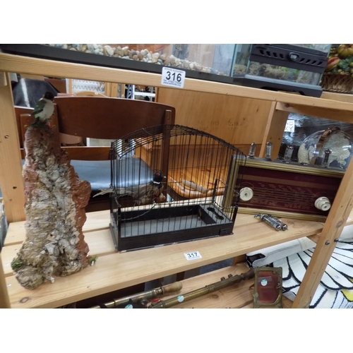 317 - Bird cage, valve radio etc