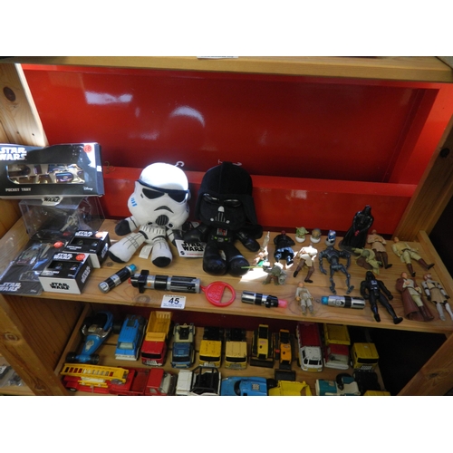 45 - Shelf star wars figures etc