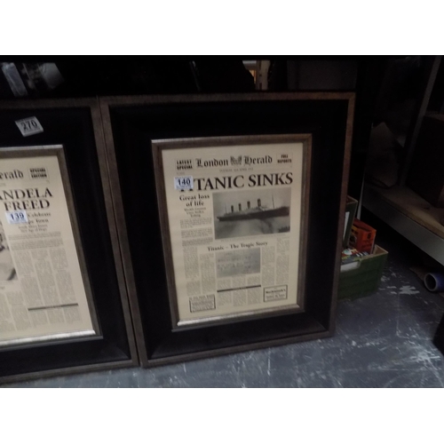 140 - London Herald titanic sinks frame