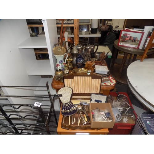 157 - Qty brass, bric-a-brac etc