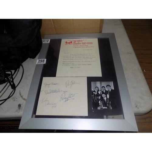 298 - Beatles fan club letter etc.