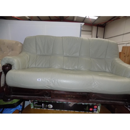 54 - Mint green showwood 3 seat sofa