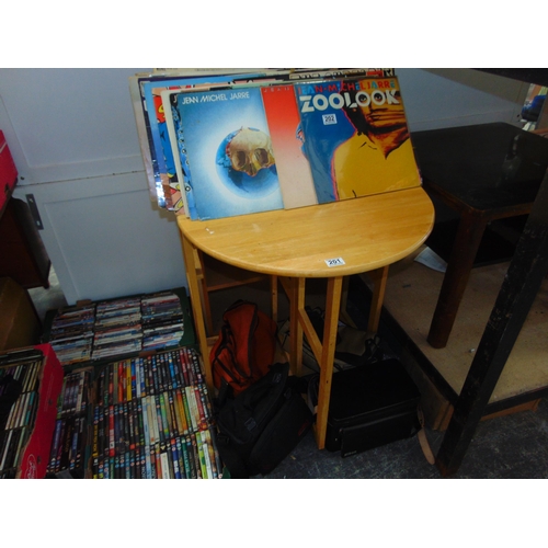 201 - Kitchen drop leaf table, bookcase etc