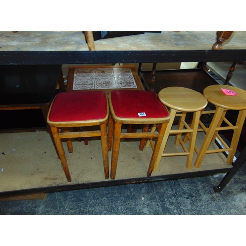 205 - Qty retro stools, tables etc