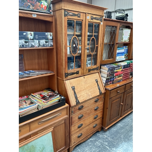 226 - Oak arts & crafts style bureau bookcase