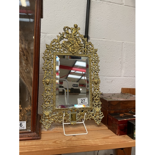 27 - Vintage brass framed dressing table mirror