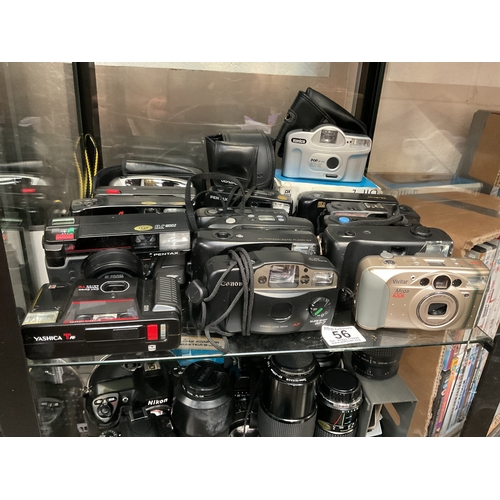 56 - Assorted point & shoot cameras inc canon, yashicataf etc
