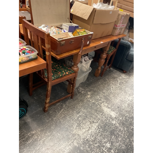 97 - Drawer leaf table & 4 chairs.