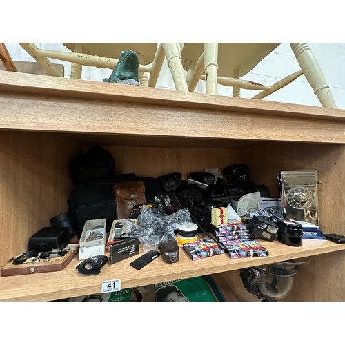 41 - Shelf camera accessories etc