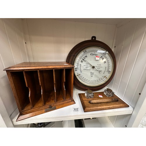 117 - Barometer, letter rack etc