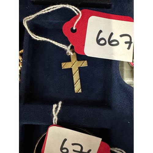 667 - 9ct Cross Pendant 1.3g