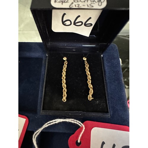 666 - Pr 9ct Rope Earrings