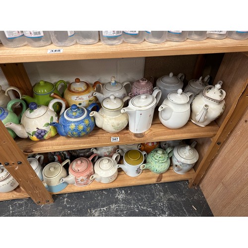 347 - 2 Shelves tea pots