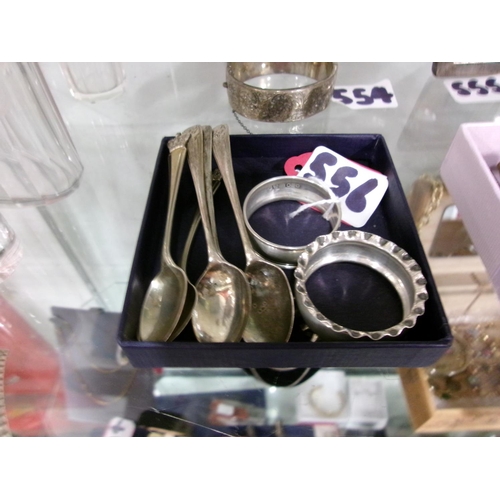 556 - HM Silver Spoons & Napkin Rings 73g