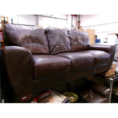 118 - 3 Seat brown leather sofa