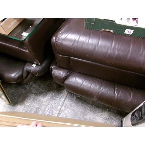 155 - 2 Leather chairs, footstool etc...