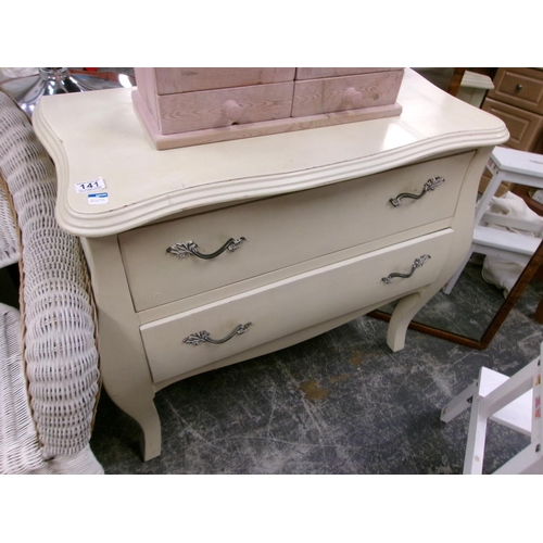 141 - 2 Drawer bow fronted chest of drawers