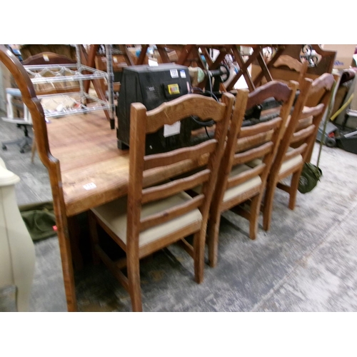 144 - Rustic table & 8 chairs