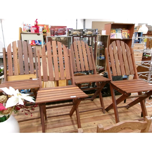147 - Set 4 wooden folding garden chairs