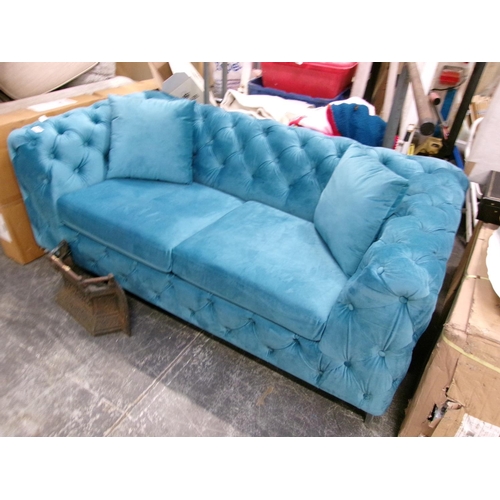 309 - Blue Button Back Sofa.