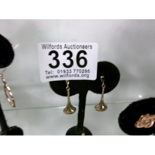 336 - Pr Yellow Metal Earrings