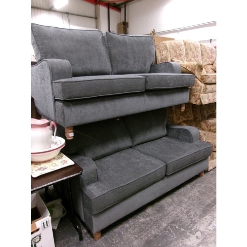 290 - 2 Large grey fabric sofas