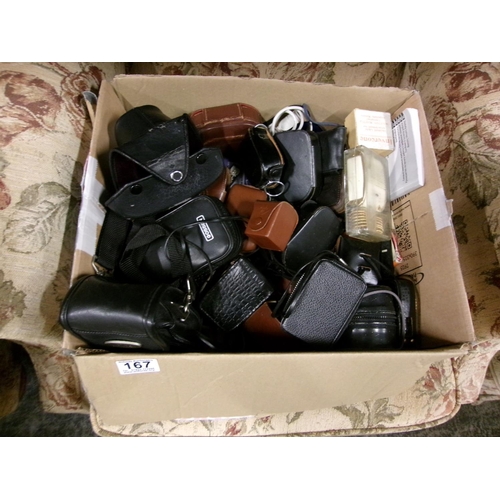 167 - Box of camera accessories