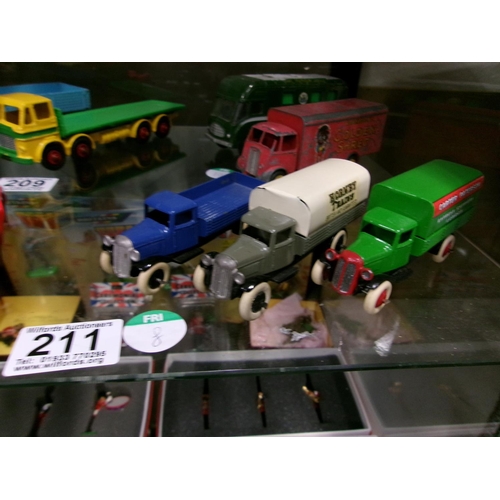 211 - 3 Unboxed dinky lorries