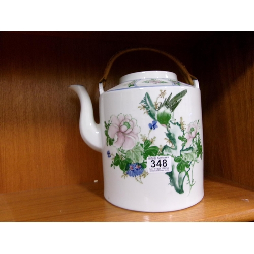 348 - Large hand painted oriental tea pot.