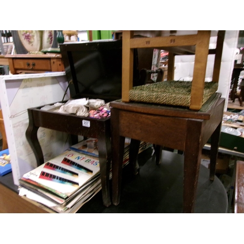 207 - 3 Piano stools, with cotton, fabric etc.