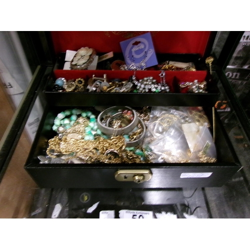 50 - Jewellery box & contents