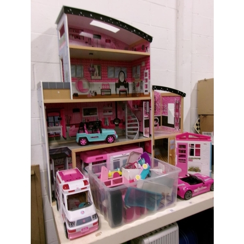 62 - Barbie vehicles, play house etc