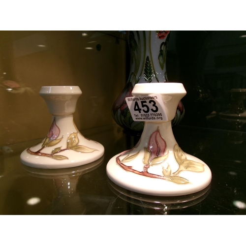 453 - Pair moorcroft candle sticks