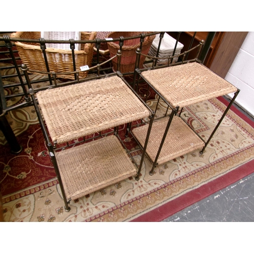 184 - Pair metal & rattan bedsides