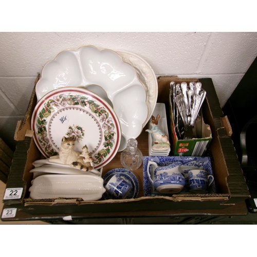 22 - Assorted spode Italian, cutlery, Peter rabbit etc