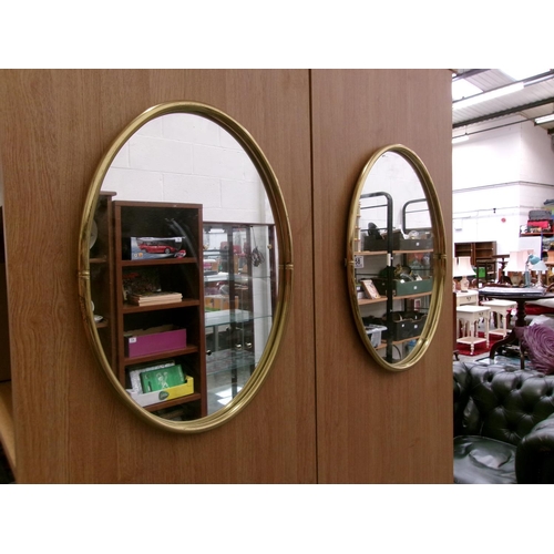 58 - 2 Brass frame mirrors.