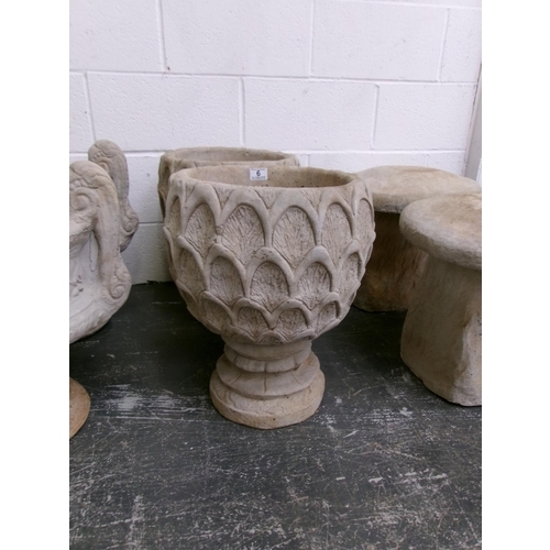 6 - Pair pineapple urns..