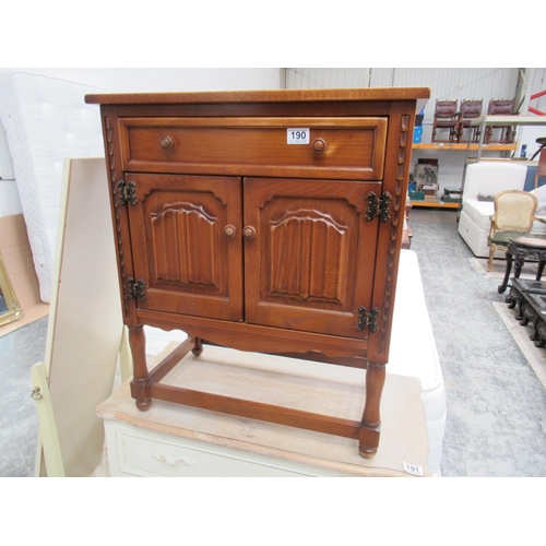 190 - Parker knoll oak linen fold cabinet