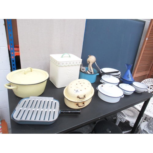 22 - Qty Assorted Enamelware