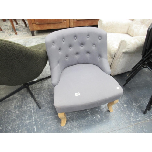 274 - Grey Button Back Bedroom Chair