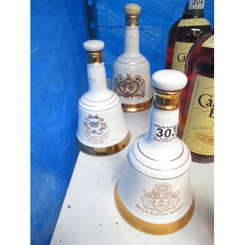 303 - Sealed 1981 commemorative bells whisky & 2 others (NO POSTAGE AVAILABLE)