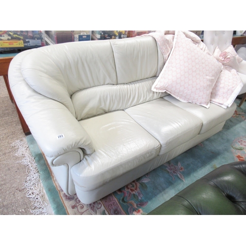 293 - 3 Seat Cream Leather Sofa