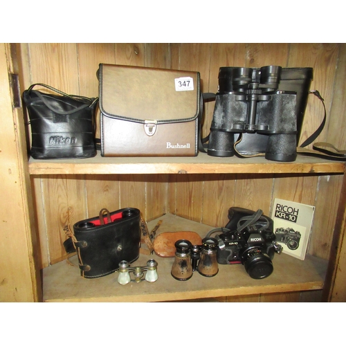 347 - Qty Binoculars, Camera Etc